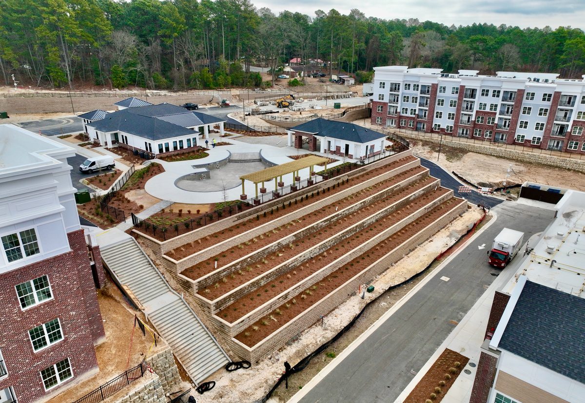 Aerial view of Overlook at Pine Ridge — 269-unit apartment community designed by Hagen Engineering in Southern Pines, NC