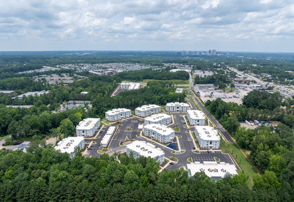 Aerial view of 601 Tryon Road Apartments — 339-unit community designed by Hagen Engineering in Raleigh, NC