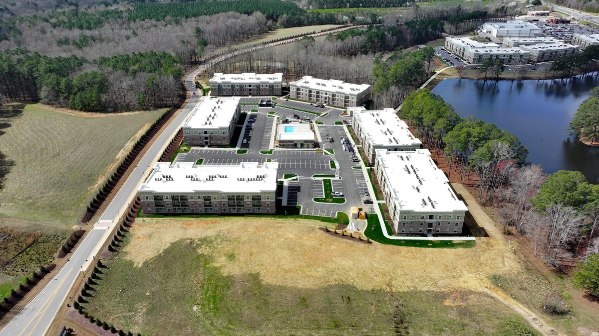 Aerial view of Flowers apartment community site layout — Hagen Engineering