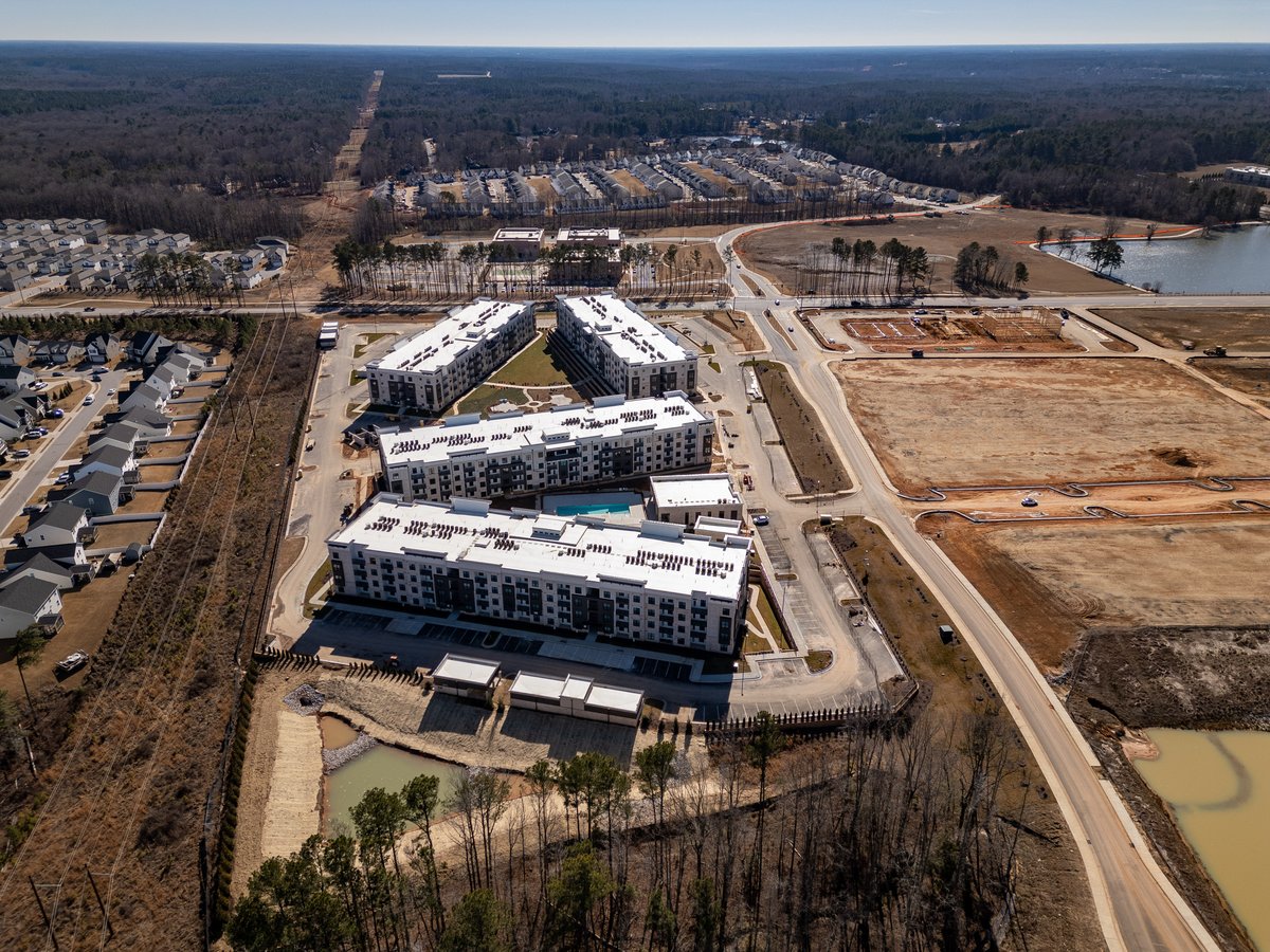 Aerial view of Views mixed-use development under construction — Hagen Engineering